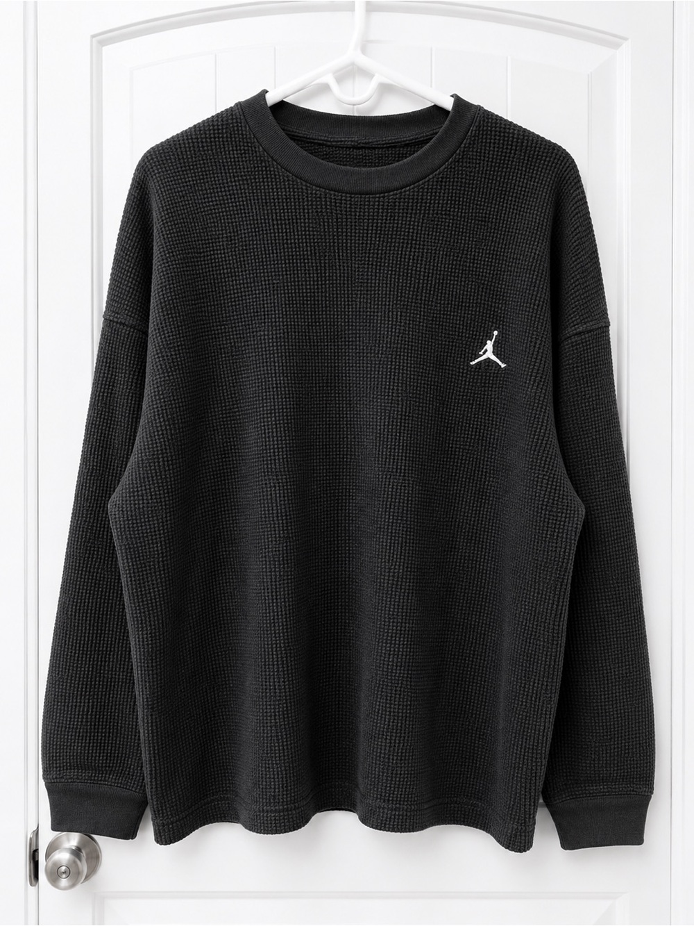 Jordan Men’s XL Black Waffle Knit Thermal Long Sleeve Jumpman Shirt